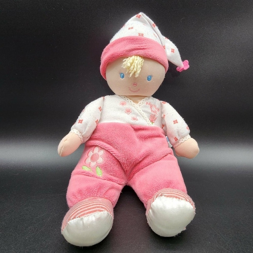 Kids Preferred Pink My First Doll Plush Soft Baby Toy Floral Stripe 2006 Y2K